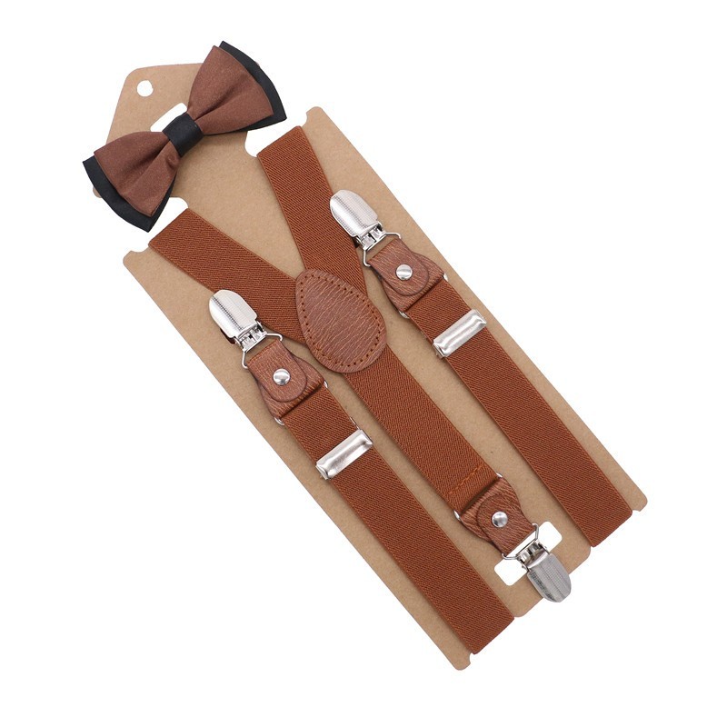 Boys Girls Kids Adjustable Elastic Y-back Braces Baby Suspenders Bow Tie Set Butterfly Necktie Wedding Ring Bear: 9