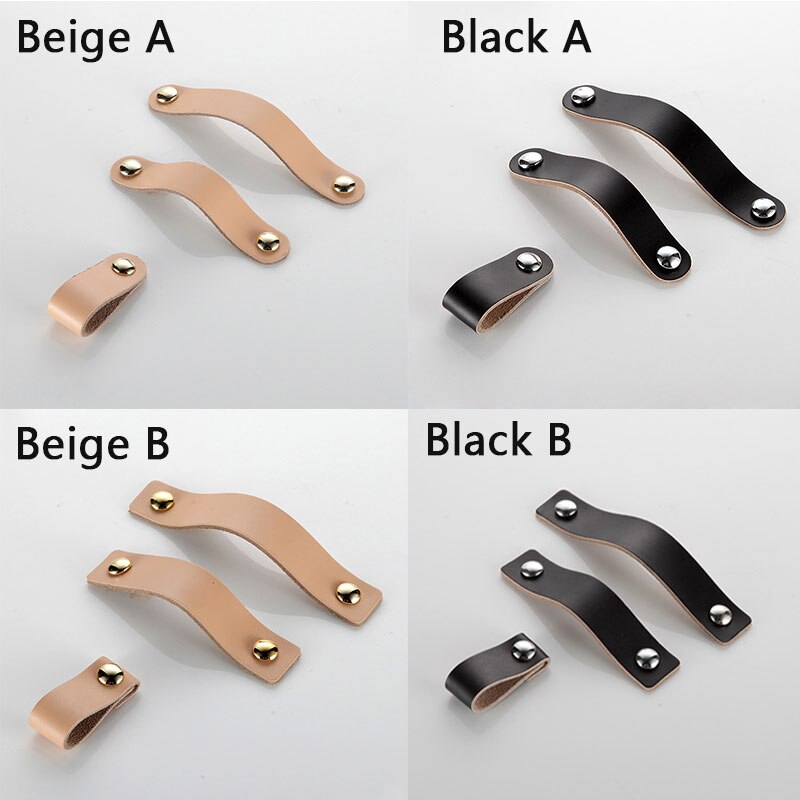 Leather Dresser Handle Wardrobe Drawer Pulls Equipment Cabinet Kitchen Handle Black Door Knobs And Handles For Furniture