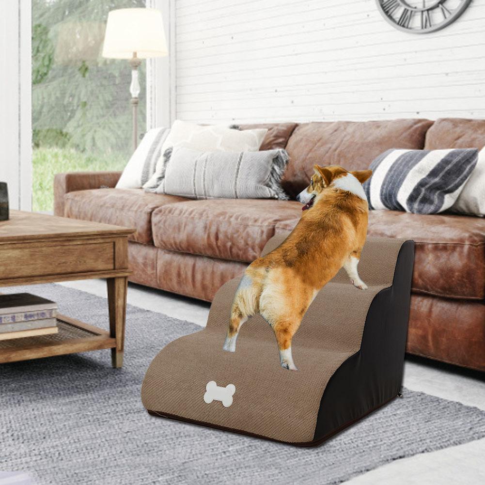 Escalera de 3 escalones para perros y mascotas, escalera de algodón antideslizante para gatos y cachorros, suministros para mascotas, herramienta de sofá de escalada