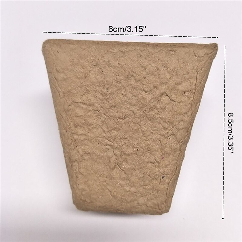 50pcs Square plant grow pot Paper 6/8cm Nursery Cup Starters garden flower pots Herb vegs Kit Biodegradable Home gardening tools: 3.35 inch 10pcs