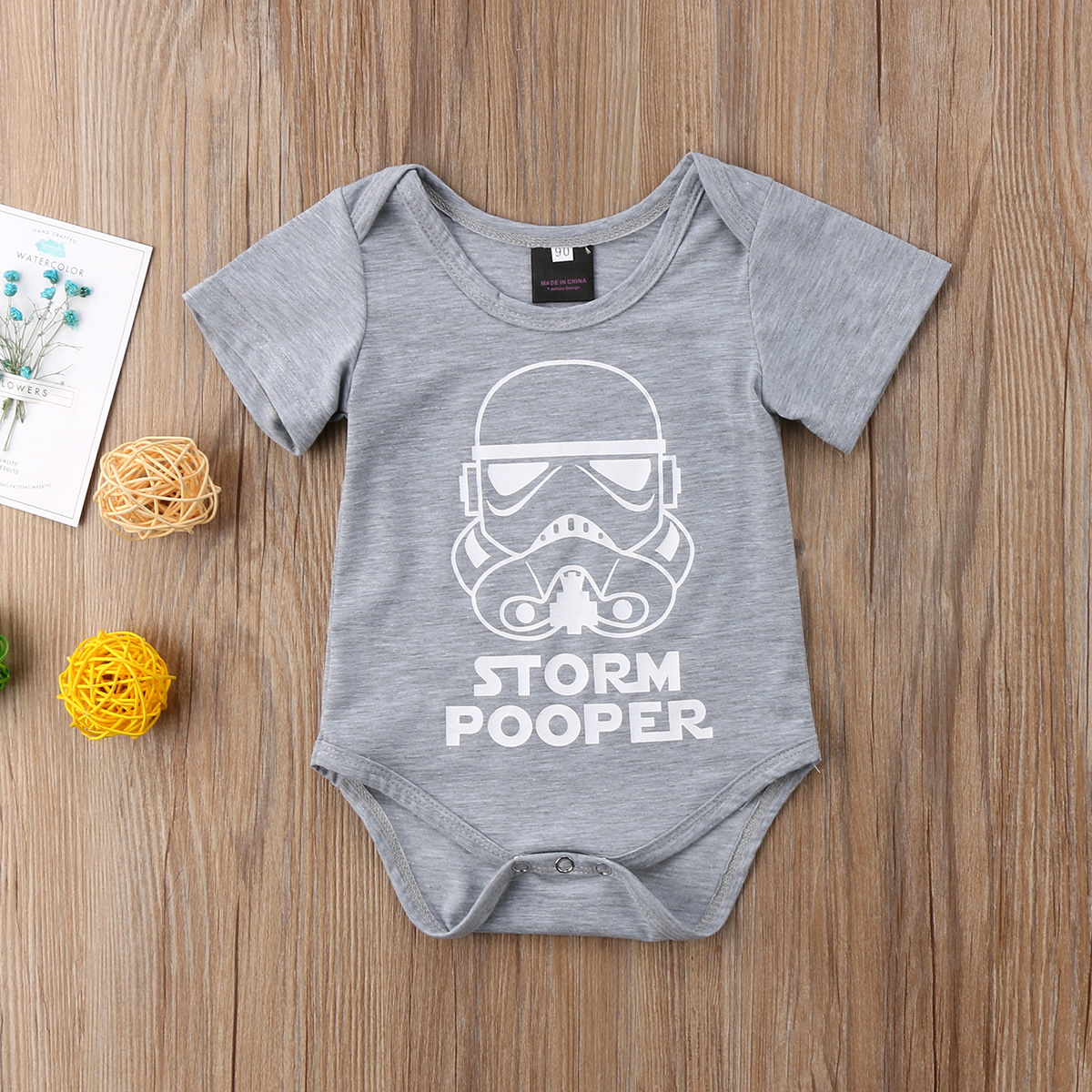 Baby pasgeboren baby jongen meisje cartoon grappige korte mouw romper kleding outfit babykleding: Grijs / 12m