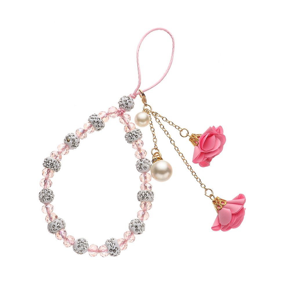 Pendant Flower Bracelet Mobile Phone Lanyard Crystal Phone Straps Hanging Rope Strap Wrist Rope Anti-lost Lanyard: pink