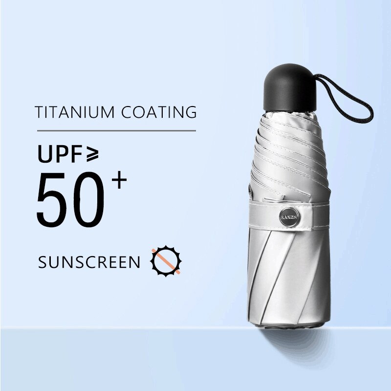 Colorful Mini Sun Umbrella Titanium Silver Coating UV Parasol Umbrellas Rain Women 8k Windproof Ultralight Small Clear Umbrella