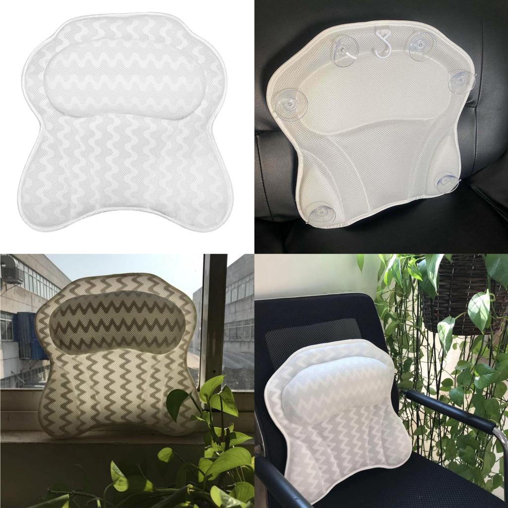 Relaxing Soft Bath Pillow Spa Head Neck Shoulder Rest Cushion Back Support Pad Spa Pillow Massage Pillow Headrest Suction Cup