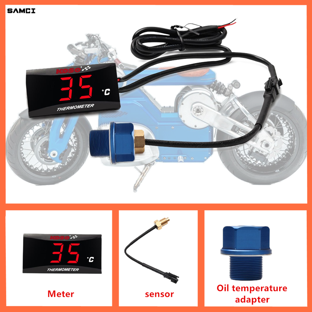 KOSO Öltemperaturanzeige Motorrad Universal- Öltemperatursensor LCD Digitalbildschirm Minimessgerät