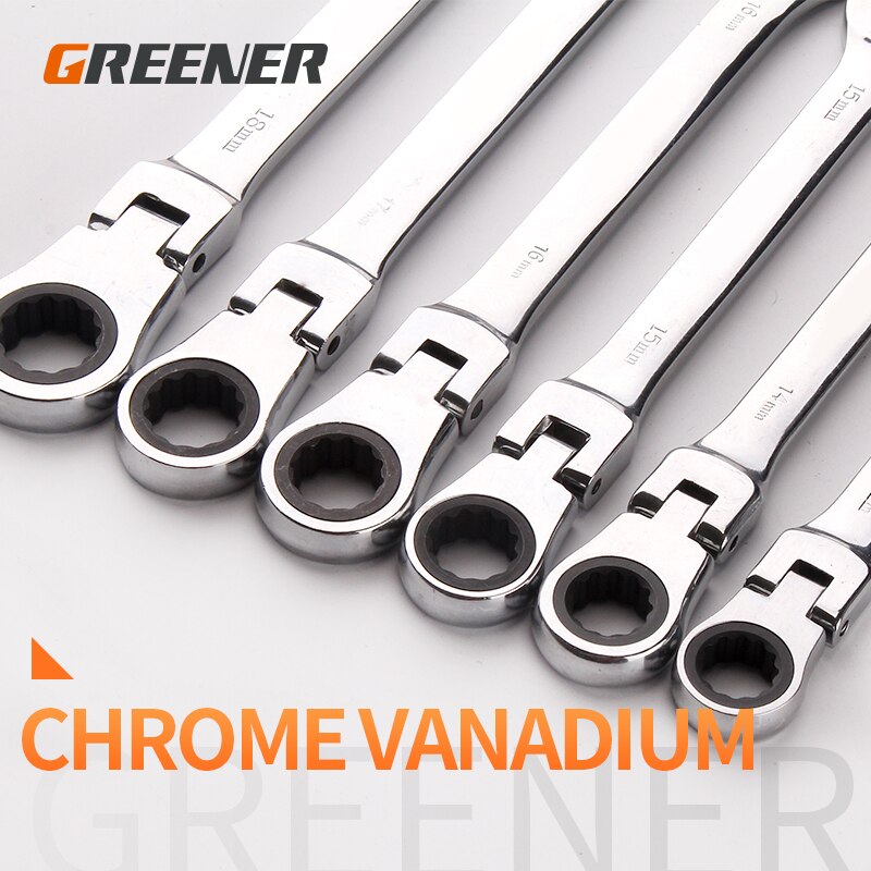 Greener Key Wrench Set,Car Repair Spanner Kit,Hand Tool,Ratchet Wrench,Chrome Steel Movable Head Set Tool,Wrench Universal Key