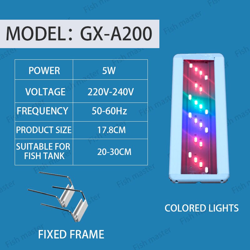 Fish tank light led light aquarium full spectrum brightening waterproof lighting grass tank light energy grass lamp: 20CM color