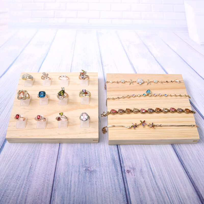 Wood Jewelry Display Tray Wood Ring Tray Pendant Tray Bracelets Display Holder Bangle Holder