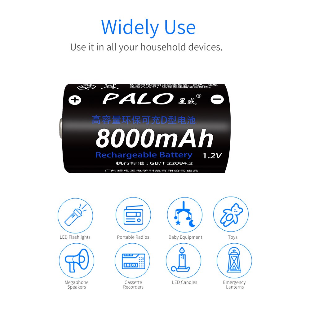 1-8pcs 1.2V ni-mh D size rechargeable battery D battery 8000mAh nimh high capacity current batteries
