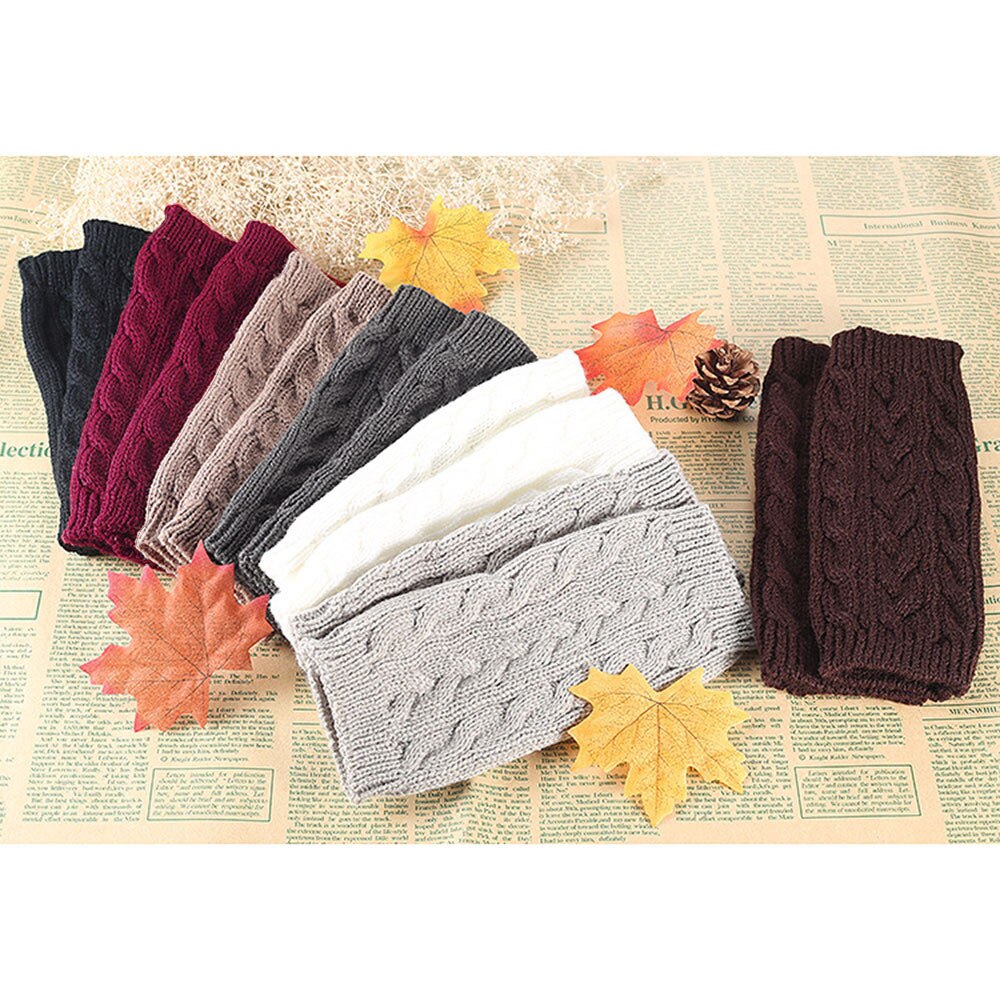 Knitted Crochet Long Hand Finger Free Glove Winter Warm Wool Fingerless Gloves Half Finger Gloves for Women Girl Men Unisex