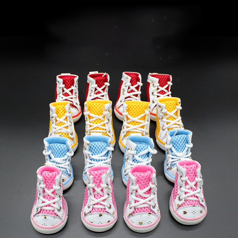 4cs/set chien anti-dérapant chien chaussures baskets respirant chaussons chiot hiver chat chaussures botte pour petits chiens Chihuahua Teddy