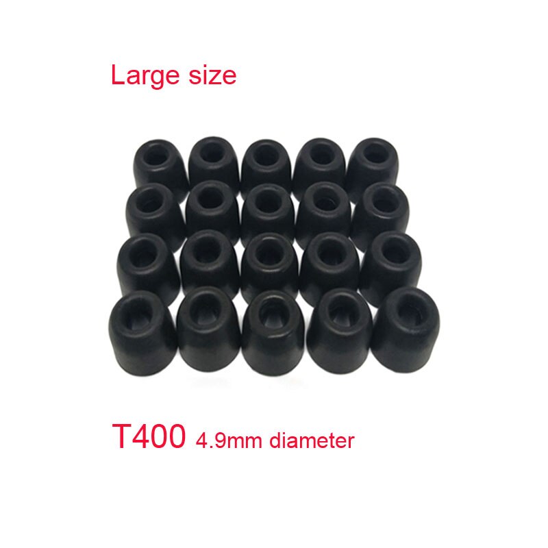 20 st /10 par anjirui  t400 4.9mm (  l ms ) caliber öronproppar bomull för öron hörlursspetsar skum minnessvamp öronkudde: T400 (  l) svart