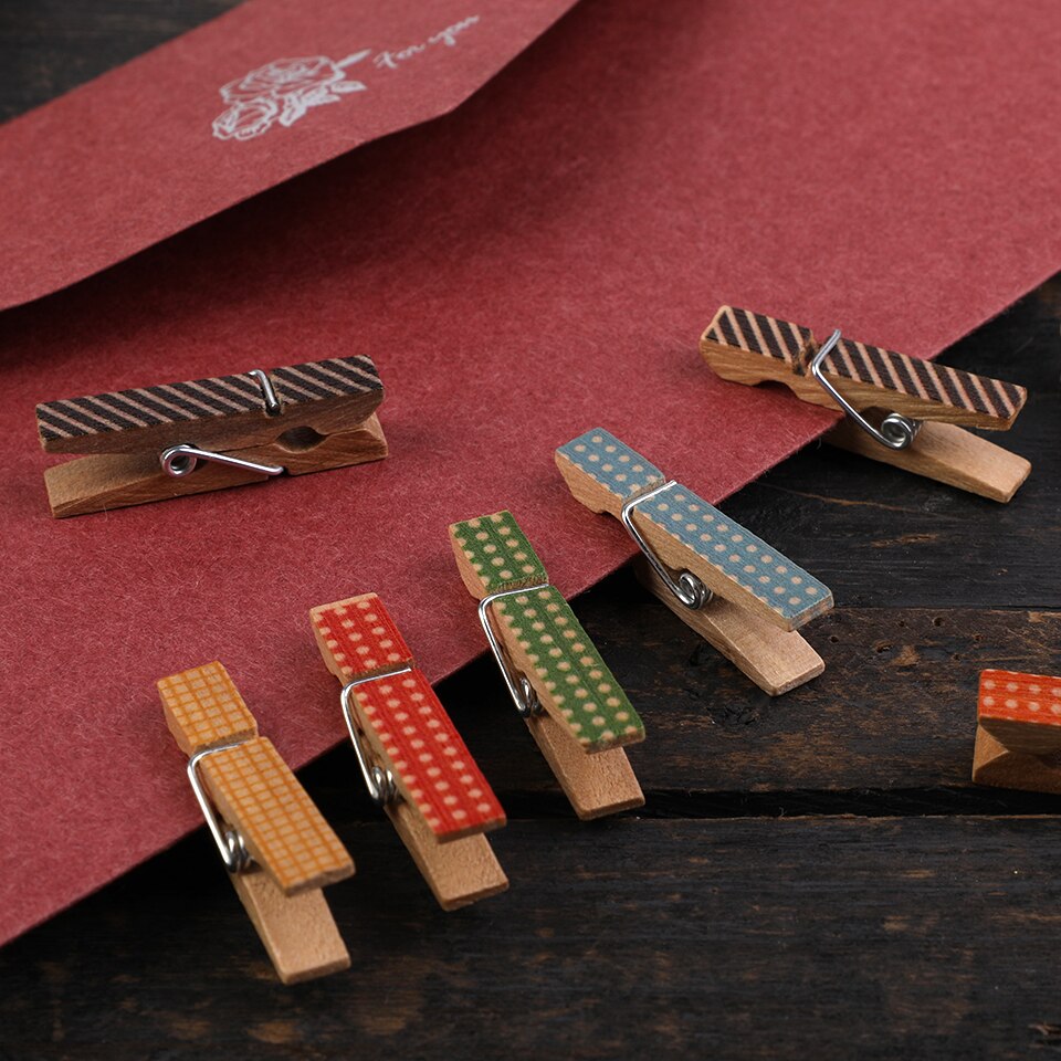 40 Stuks Hout Kleur Geschilderd Gedrukt Kleine Houten Clips Gebruikt Als Foto Clips Craft Decoratie Clips Kleren Clips Voor Dagelijks levert