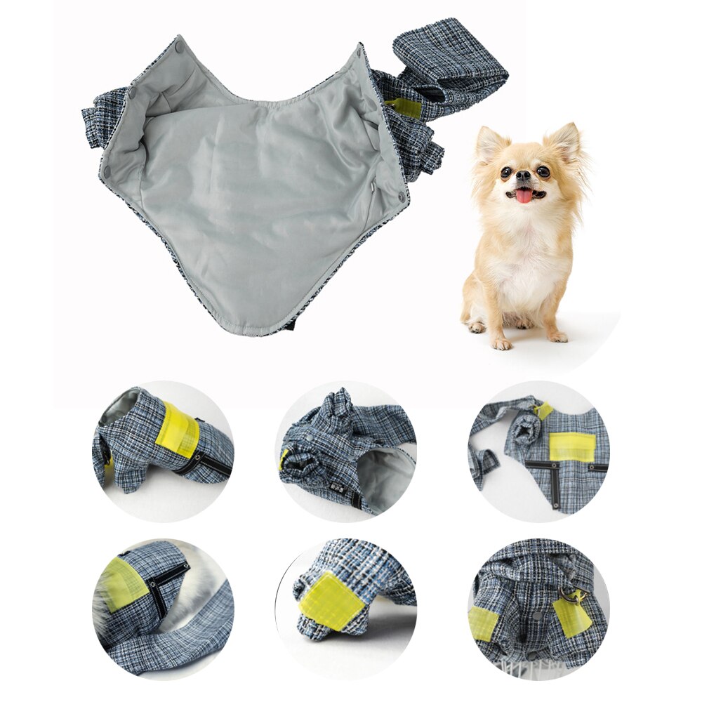 Cão de estimação xadrez jaqueta quente mantém quente pequenos filhotes de cachorro com cachecol marca na moda xadrez jaqueta moda xadrez