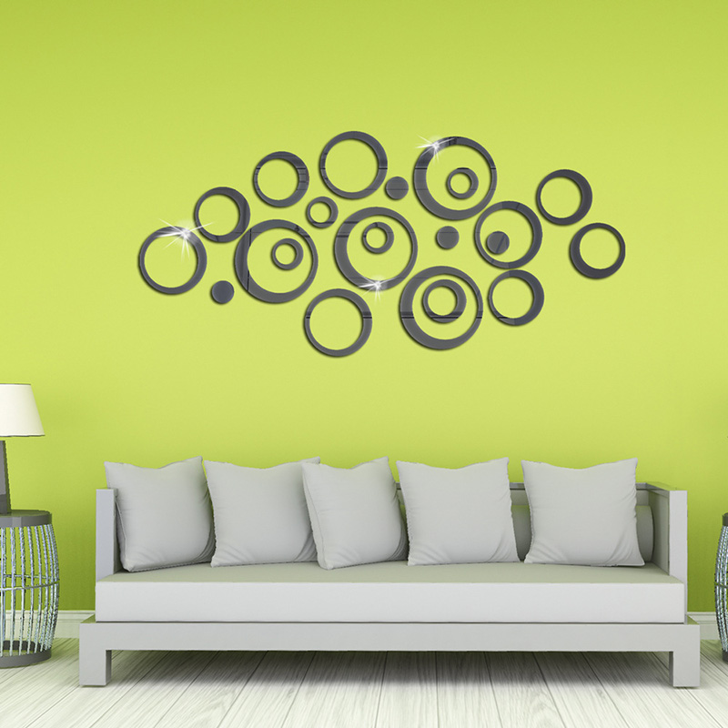 3D Acrylic Mirror Wall Sticker Wall Decoration Printing Mirror Wallpape Wall Mirror Decor Black and Gold Mirror for Wall