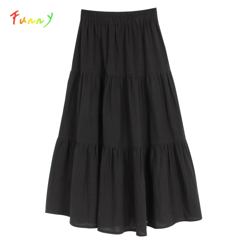 6 a 14 anni bambini e adolescenti gonna lunga svasata in cotone nero per ragazze gonne a strati Casual primavera autunno abbigliamento per bambini