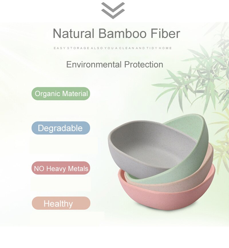 Talerz sałatkowy talerz Sushi z włókna bambusowego zdrowa płyta przyprawowa śliczny wielofunkcyjny talerz na owoce naczynie robić żywności 4 kolor szt./zestaw zestaw Dinnrware