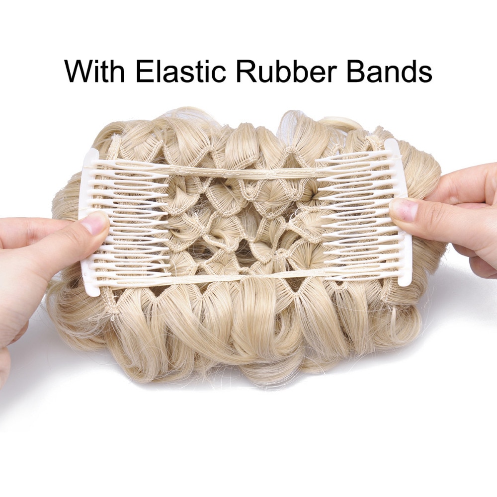 Delice – Chignon synthétique frisé avec peignes en plastique pour femmes, postiche à gros Chignon court blond, postiche à Clip