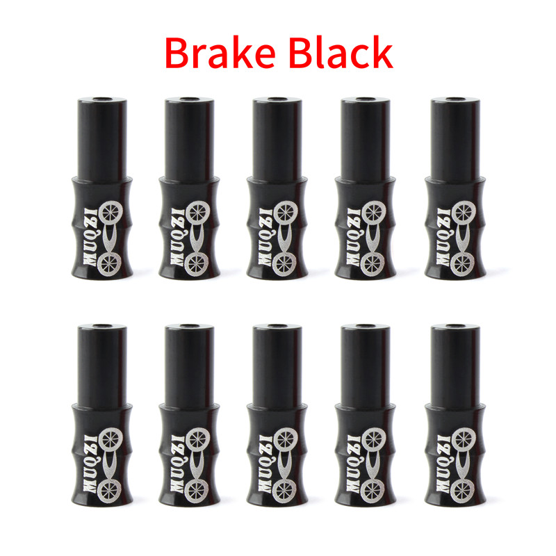 Muqzi 10 Stuks Kabel Cap Fiets Brake Cable End Cap Shift Draad End Cap 4Mm 5Mm Aluminium mountain Road Fiets Behuizing Onderdelen: Black Brake