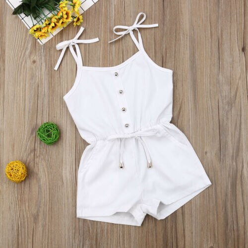 Newborn White Romper Baby Boy Girl Sleeveless Romper Playsuit Jumpsuit Outfit Summer Toddler Baby Clothes