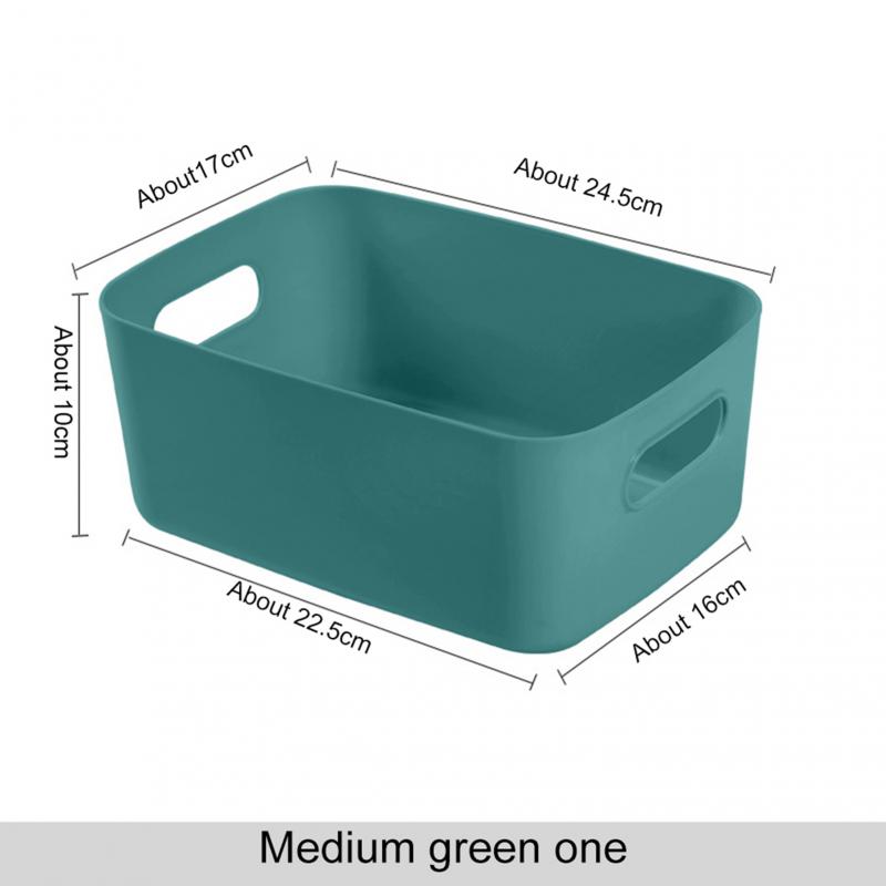 Storage Basket With Handle Cosmetic Storage Box Desktop Sundries Plastic Organizer Household Makeup Kitchen Storage Container: green M