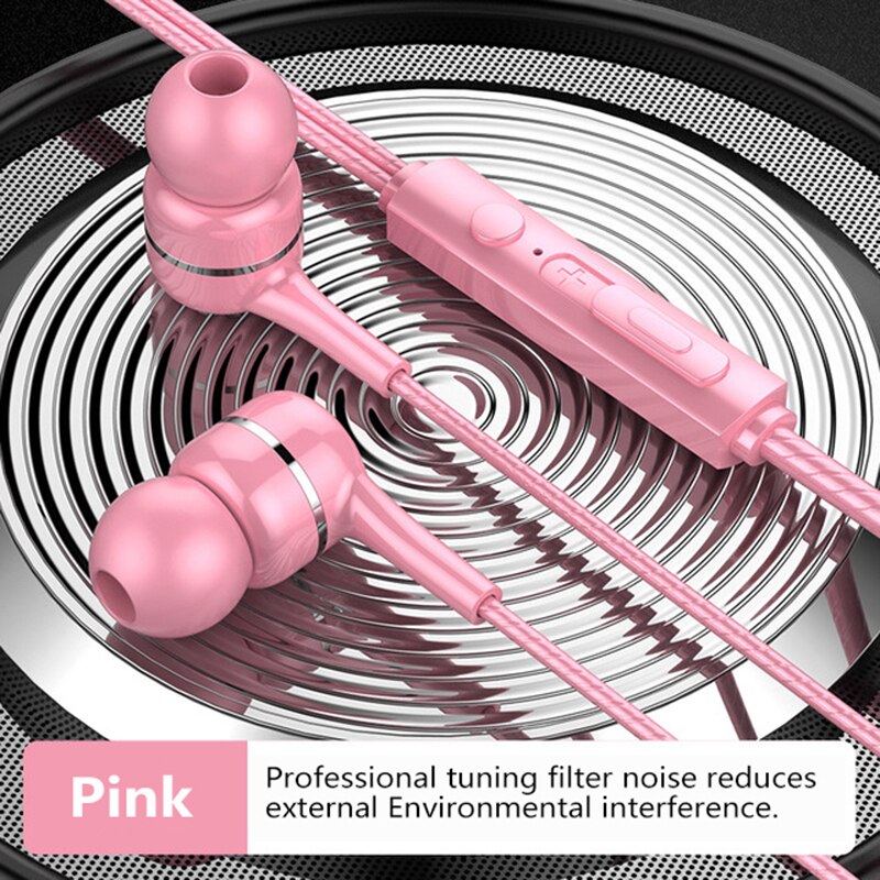 Hifi Gaming In-Ear Oortelefoon Bedrade Koptelefoon Super Bass 3.5Mm Waterdichte Headset Oordopjes Met Microfoon Handsfree Voor xiaomi: Pink