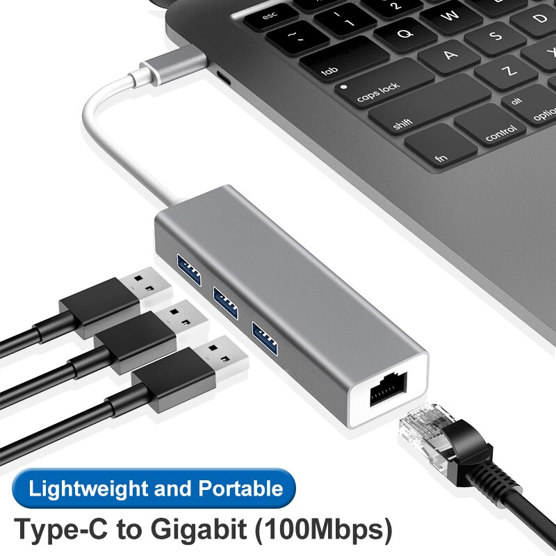 USB tipo C a RJ45 100/1000M, USB3.0 2,0, red externa extendida, concentrador USB C para STB TV Box, ordenador portátil y Macbook