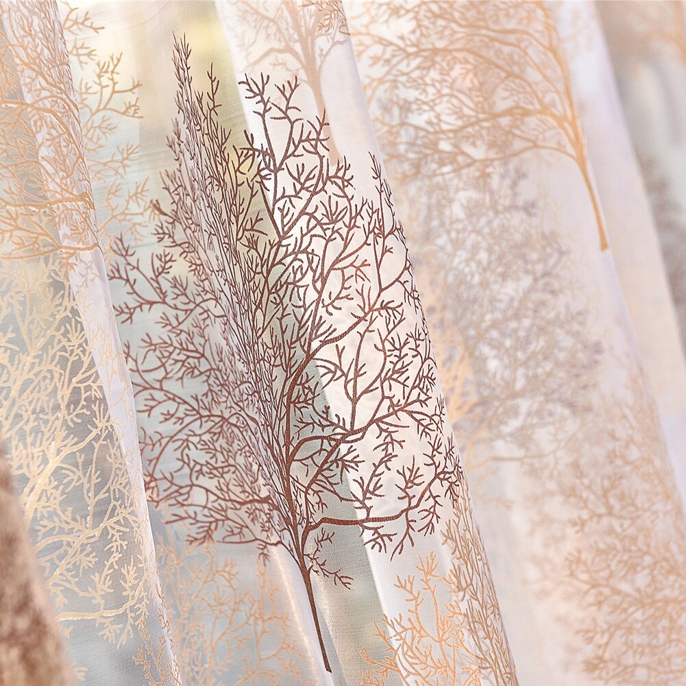 Curtain Panel Voile Sheer Curtain, Floral Tree Sheer Curtains Tulle Voile Curtain for Bedroom Living Room Balcony,100cm x 250cm