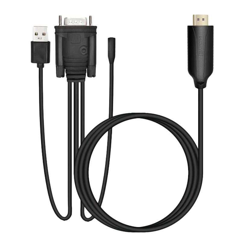 Hdmi Naar Vga Converter Met Kabel 1.8 Meter Digitaal Naar Analoog Signaal Met Usb En O: Default Title