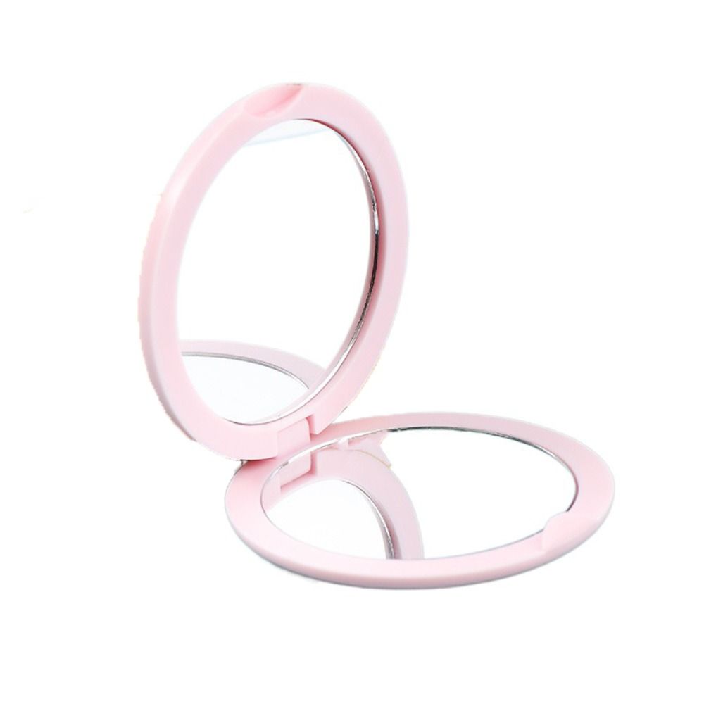 Portable Double Sided Flip Small Round Mirror Cute Round Mini Folding Mirror Small Round Makeup Mirror Office: Gold