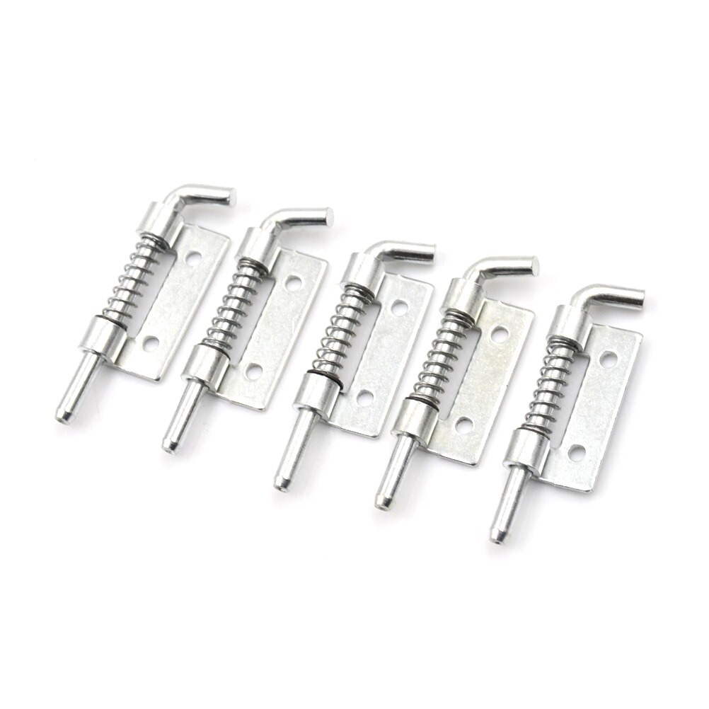 5Pcs/lot Spring Loaded Metal Security Barrel Bolt Latch Silver Tone Spring Latches Door Cabinet Hinges Hardware 5.3*1.7cm