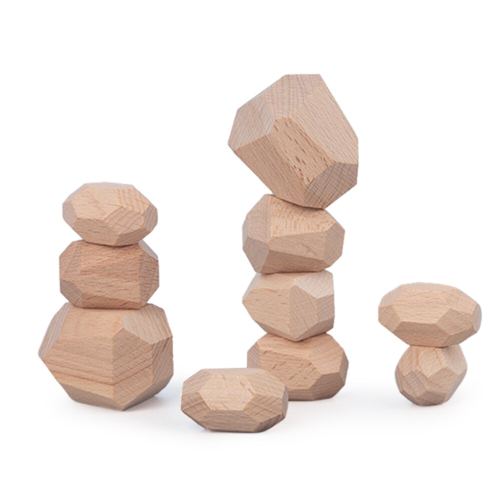 Children's Wooden Colored Stone Jenga Building Block Educational Toy Nordic Style Stacking Game Rainbow Wooden Toy: C