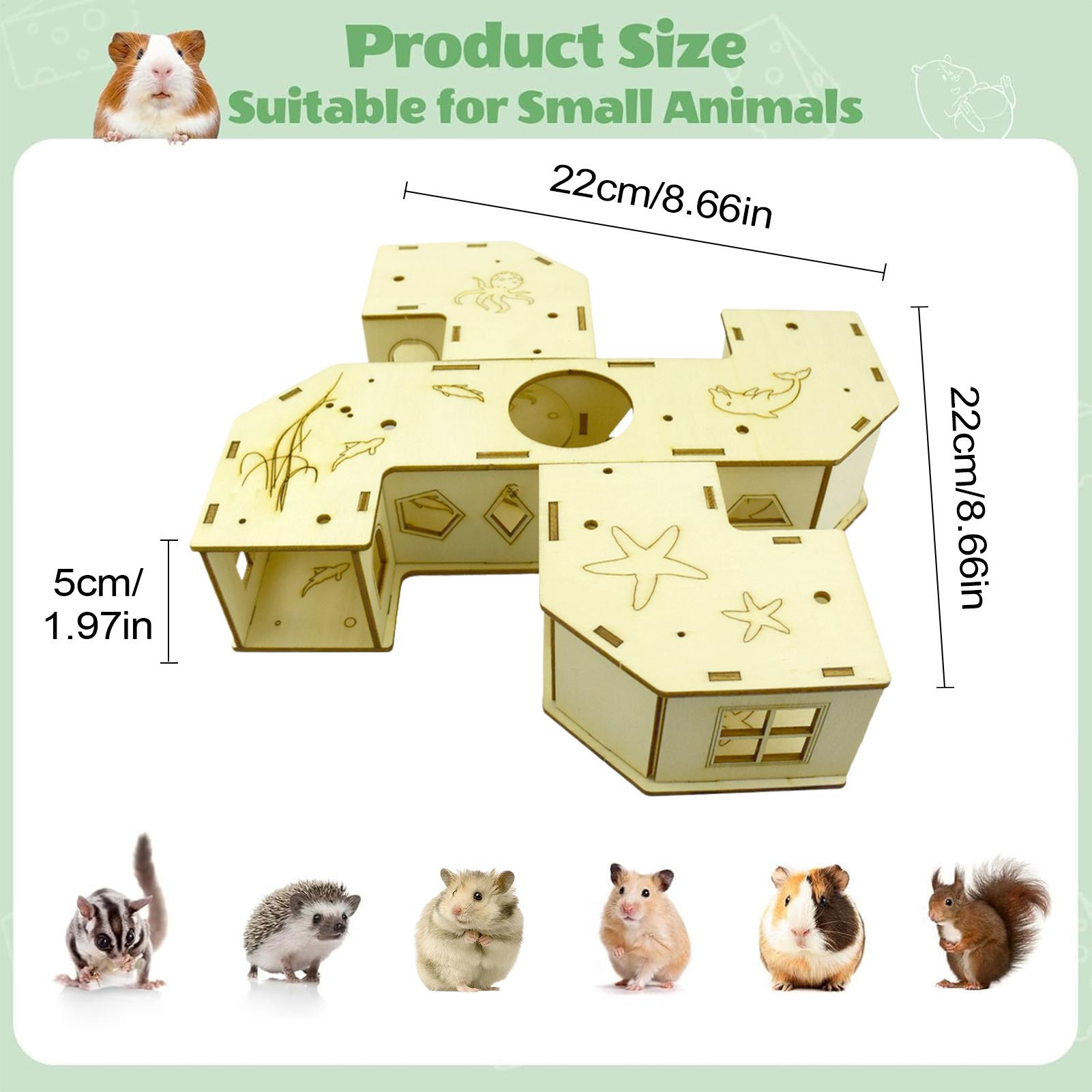 Labirynt dla chomika T tunelek Akcesoria robić klatki dla chomika Drewniany domek Gry logiczne Zabawki dla zwierząt dla szynszyli fretki królika jeża szczurówkowego