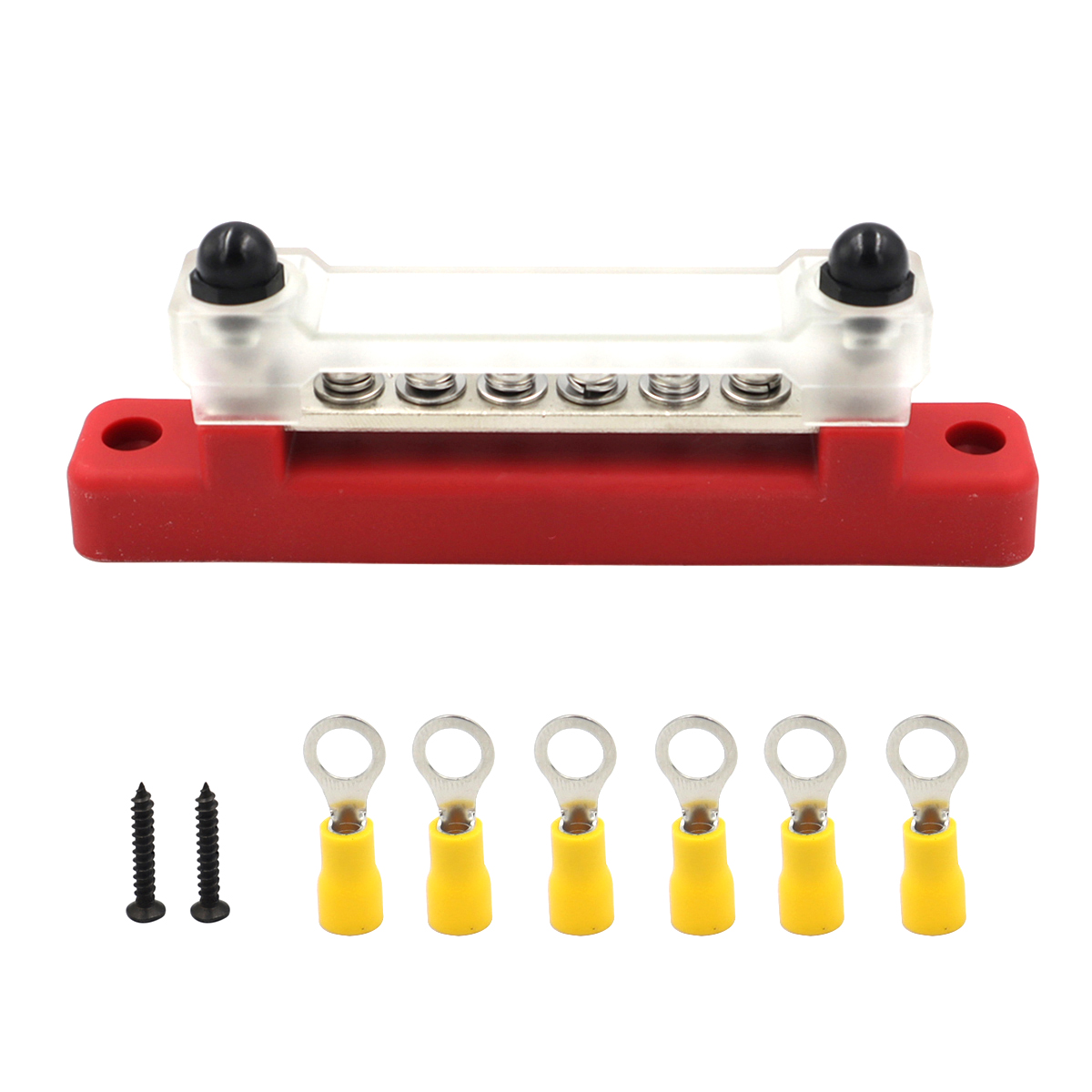 Barre omnibus M6 12V, bloc de Distribution d'énergie 1/4 pouces, bornier électrique 150A, barre omnibus pour camion bateau voiture camping-car RV: Rouge