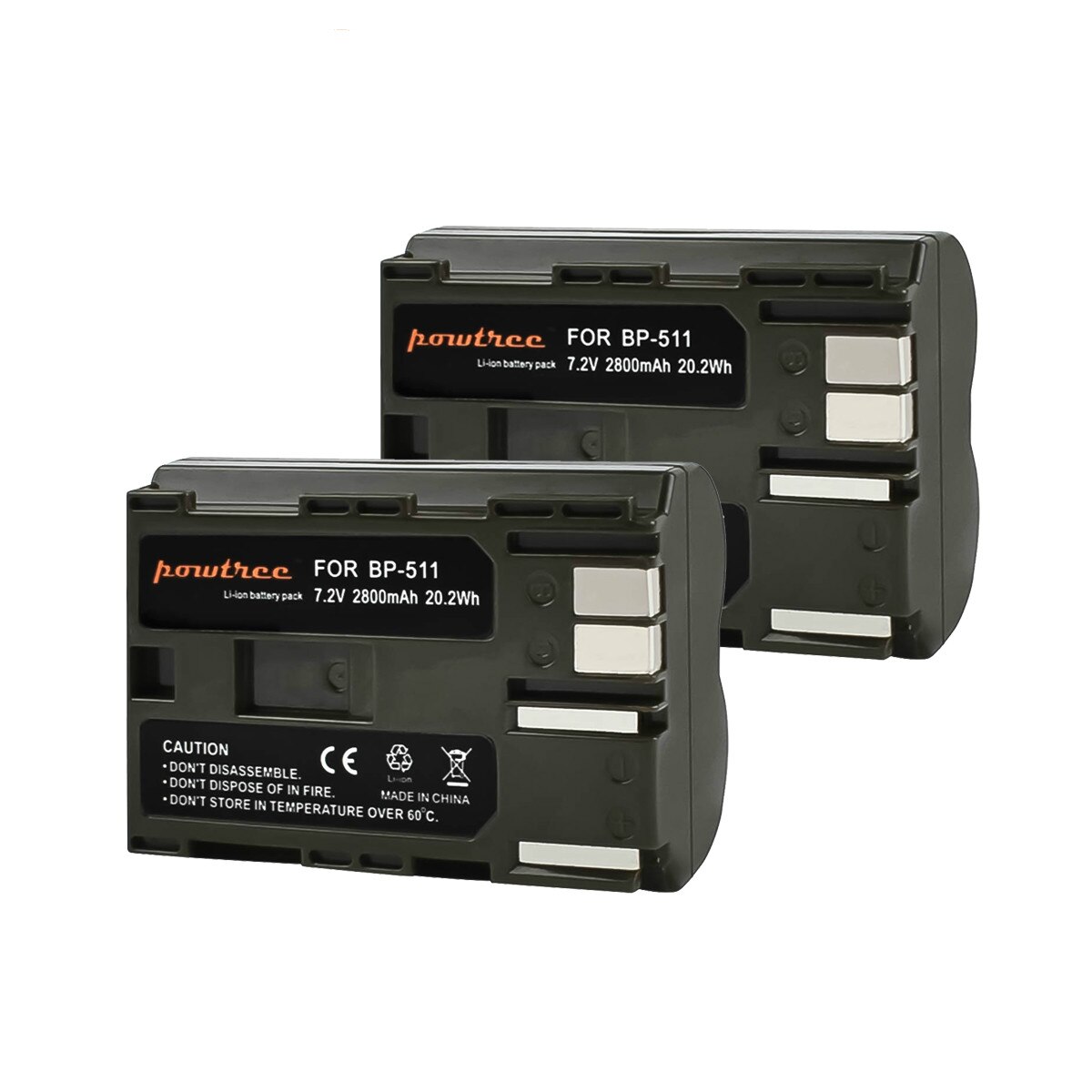 Turpow 2800mAh BP-511 BP-511A BP 511A Pour Batterie D'appareil Photo BP511 BP 511 Pour Canon EOS 40D 300D 5D 20D 30D 50D 10D G6 Batterie: 2 Pack Battery