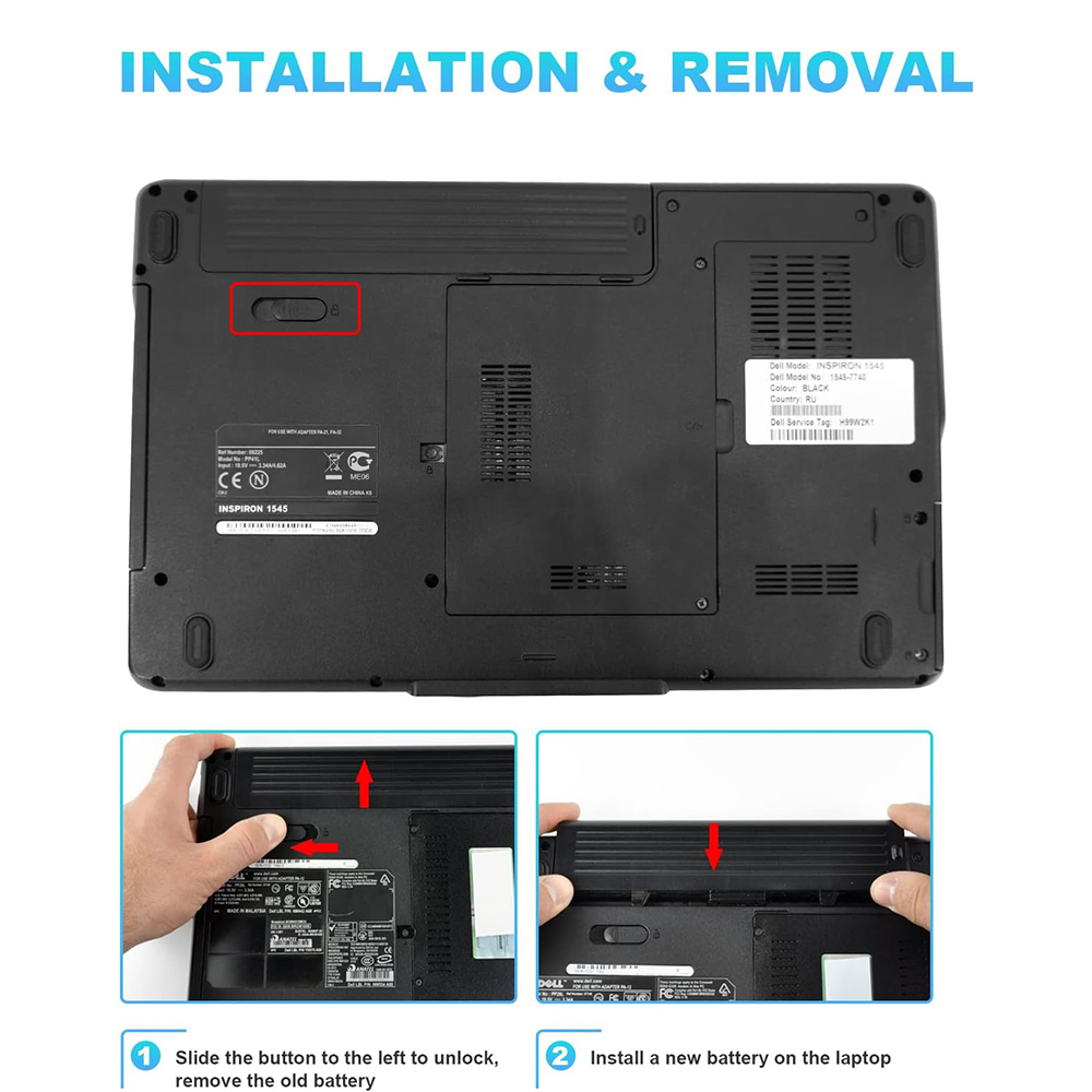 Laptop Battery for Dell Inspiron 1526 1525 1545 1546 1750 1440 Pp29l Pp41l Fits Gw240 Rn873 M911g M911 X284g K450n Replacement