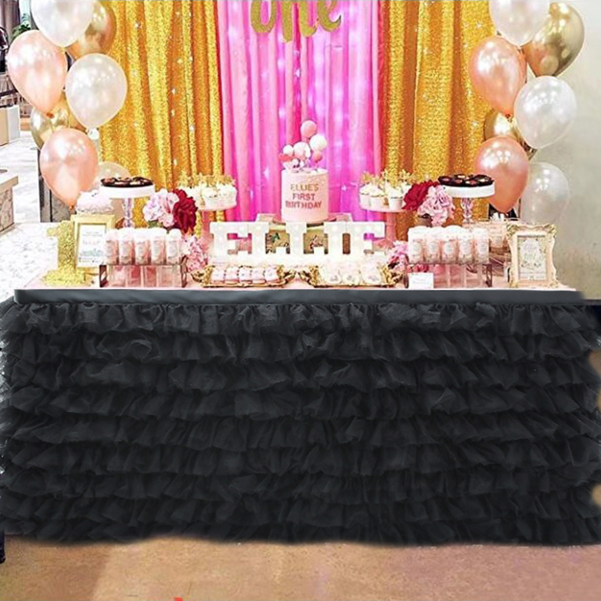 5 farver smuk tyl tutu bord nederdel bordservice xmas baby shower fødselsdag bryllup hotel festlig fest dekoration duge: -en