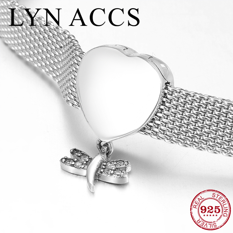 Clear CZ Butterfly Pendant 925 Sterling Silver Heart Clips Beads for Jewelry making Fit Original reflection Clip Charms Bracelet