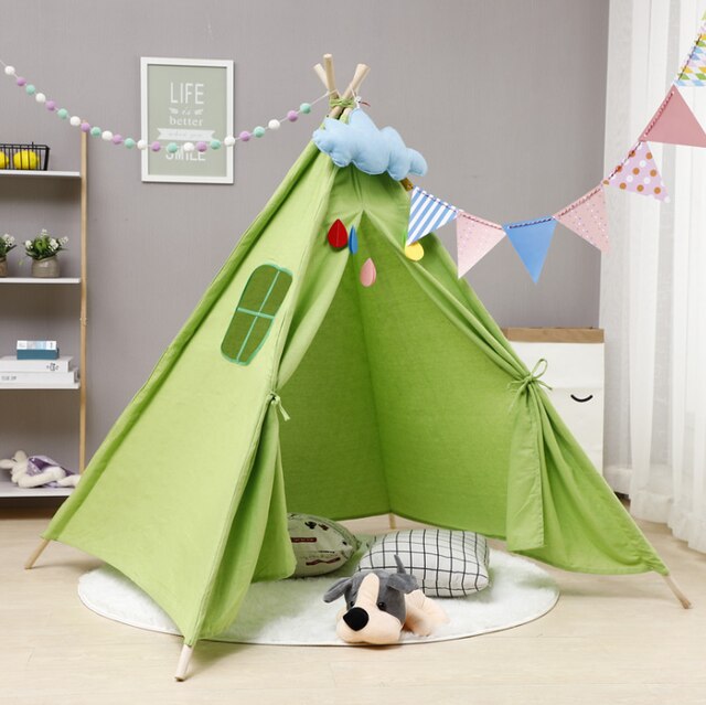 1.35m Large Unbleached Canvas House Tipi Tent Portable Kids Tent Indian Play Tents Children's Tents Little House Room Decoration: 9