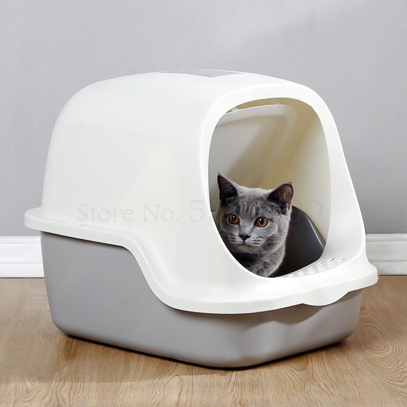 Caja de arena grande totalmente cerrada para gatos, sanitario para mascotas