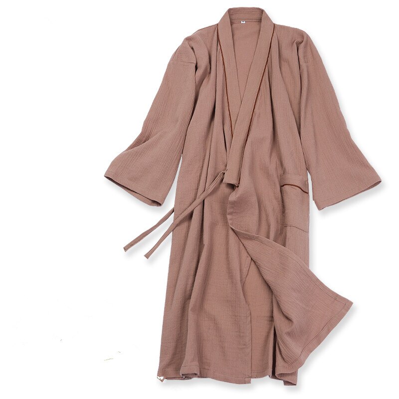 Robe de nuit longue en coton pour homme, Kimono, pyjama, une autre couche: 2 / L