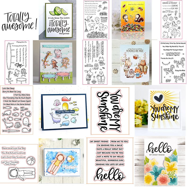 Hello Awesome Phrases Sea Animals Monkey Bears Transparent Clear Stamps for DIY Scrapbooking Paper Cards Crafts