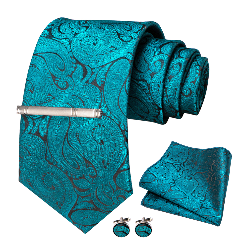 JEMYGINS – cravate en soie pour hommes, ensemble de boutons de manchette, à carreaux, rayures, bleu marine, 100%: 002