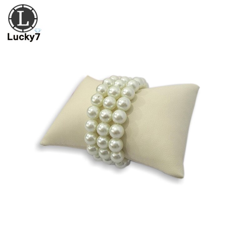 S-Size Jewelry Pillow Stand Velvet PU Holder Organizer Bracelet Case Bangle Anklet Watch Display Photography Prop