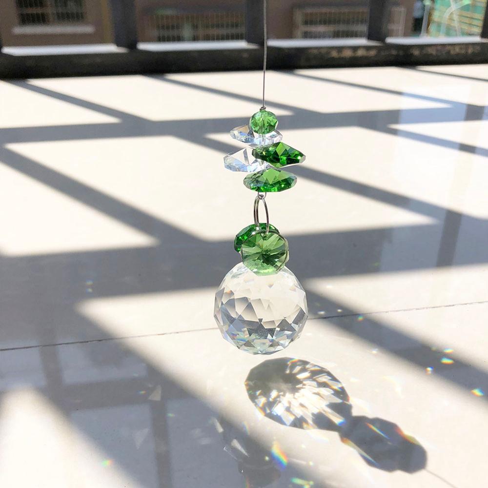 Green Crystal Suncatcher Rainbow Collection Window Sun Catcher Ornament Handcrafted For Family,Christmas