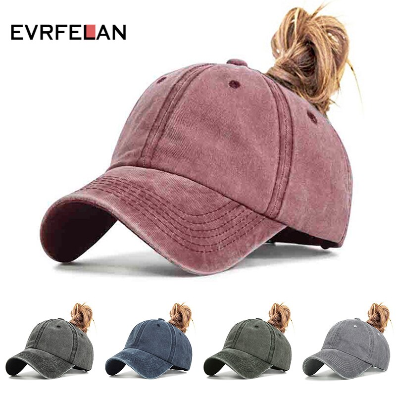 Evrfelan Paardenstaart Baseball Cap Voor Vrouwen Snapback Vader Hoed Vrouwelijke Wassen Hoed Zomer Sport Zonnehoed Bone Dames gorras