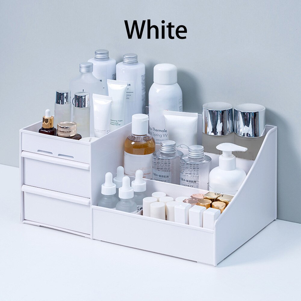 Grote Capaciteit Cosmetische Opbergdoos Make Lade Organizer Houder Desktop Diversen Voor Borstel Sieraden Nagellak Container: White