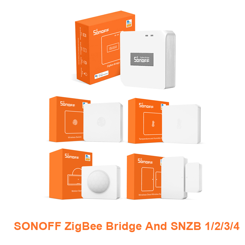 SONOFF-interruptor inalámbrico Zigbee para ventana y puerta, interruptor de temperatura y humedad, movimiento, ZBMINI a través de Alexa y Google Home: Bundle 7