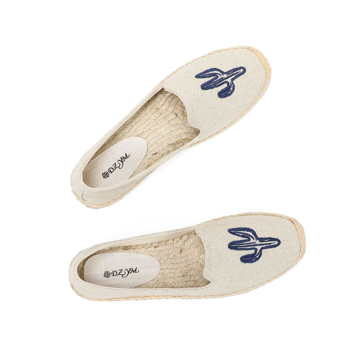 Scarpe basse ricamate semplici da donna estive punta tonda lino Slip On scarpe Casual da donna scarpe di stoffa espadrillas comode