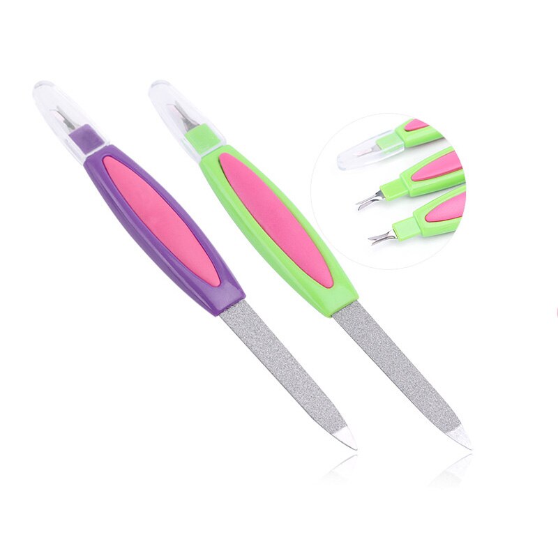 NOQ Cuticle Trimmer Brush Cleaner For Manicure Pedicure Metal Pusher Remover Stainless Steel Spoon With Dual Use Nail Files Tool